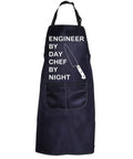 Funny Engineer Kitchen Apron Gift For Gearheads Engineer By Day Chef By Night Theme Apron Waterproof with knife graphic