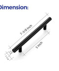 Dimensions of Matte Black 7.38 Inch Cabinet Pulls 30 Pack Stainless Steel Kitchen Cupboard Handles with 5 Inch Center To Center Hole Spacing