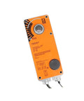 Rock Solid 24 Volt Damper Actuator 20 Nm Torque electronic valve controller with orange casing and wiring for industrial automation.