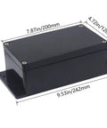IP65 Waterproof ABS Plastic Electrical Project Box With Fixed Ear in Black, shown with labeled dimensions 7.87x4.72x2.95 inches