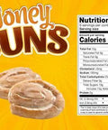 Soft Honey Buns Pastries Pack With Cinnamon Honey Glaze, Six Individually Wrapped Snackable Treats For Coffee Or Tea, nutrition label