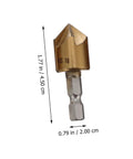 Side view of UKCOCO flute steel chamfering cutter with brass head and silver shank