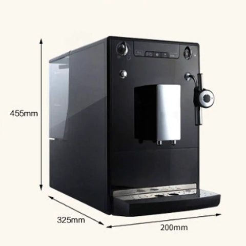 Side view of Smart Coffee Machine With Built In Burr Grinder And Milk Frother, 15 Bar Pump Espresso Maker, black, 455x325x200mm