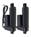 Pair Of Two Inch Stroke 12V Electric Linear Actuators Set, 225 Lbs Load Capacity, 10 Mm Per Second Travel, IP55 Waterproof, Black Aluminum, Heavy Duty Actuators For DIY Projects, Auto, Marine And Robotic Applications. Set of two black aluminum linear actuators with wires