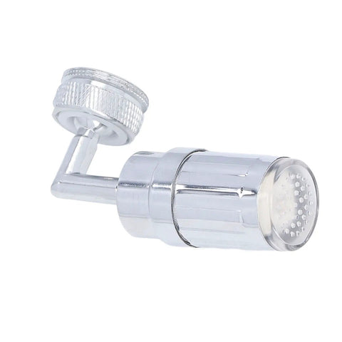 Maqulae LED Water Faucet with Temperature Control, 3/4in External Thread, chrome-colored faucet head with adjustable angle.