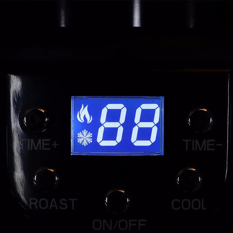 Digital display of Automatic Hot Air Coffee Bean Roaster With Smart Timing And Integrated Cooling for precise controls.