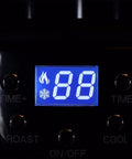 Digital display of Zero Drama Electric Hot Air Coffee Bean Roaster And Quick Cool Tray With Smart Timer.
