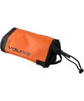 Rock Climbing Tool Bag With Adjustable Waist Belt Water Resistant 5L Capacity Rope Storage Pouch in orange and black.