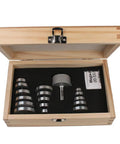 Mega Rabbet Router Bit And Bearing Set For Handheld Or Table Mounted Wood Router, displayed in a wooden box