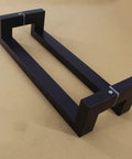 Rectangle Sliding Door Handle Set Built To Last No Fuss Heavy Duty Stainless Steel For Wood Doors Glass Barn Doors Cabinets Gates Sheds And Garage Front Doors Indoor Outdoor 80 cm Length 77.5 cm Hole Spacing, black handle pair