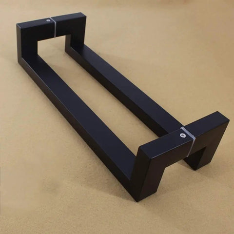 Rectangle Sliding Door Handle Set Built To Last No Fuss Heavy Duty Stainless Steel For Wood Doors Glass Barn Doors Cabinets Gates Sheds And Garage Front Doors Indoor Outdoor 80 cm Length 77.5 cm Hole Spacing, black handle pair