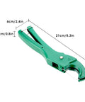 PVC Pipe Cutter With Ratchet Mechanism, Aluminum Alloy Body, Ergonomic Handle, shown with measurements