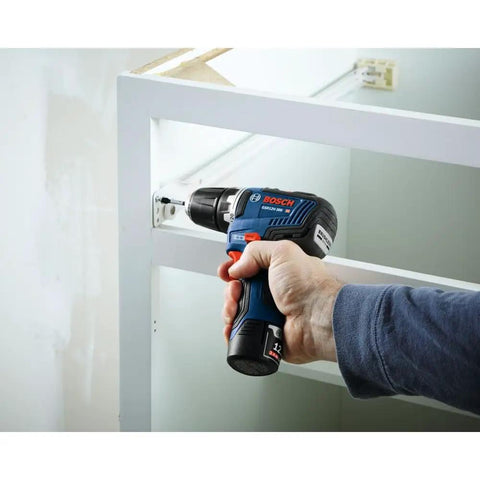 Person using 12V Max EC Brushless 3/8 Inch Drill Driver Kit With Ultra Lightweight 1.6 Lb Tool for furniture assembly