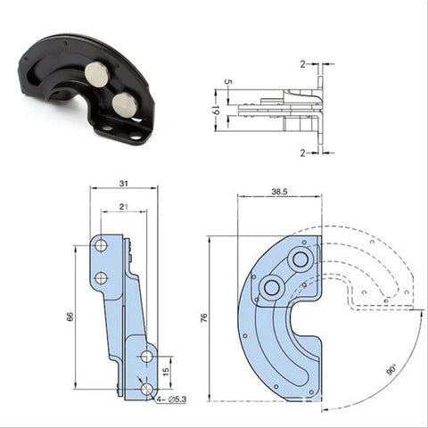 Hidden 90 Degree Cabinet Door Hinges For Industrial Equipment Cabinets 2 Pack Black Carbon Steel Durable Hinges diagram