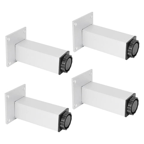 Aluminum Alloy Adjustable Furniture Feet 4 Pack for Cabinets and Sofas, 15mm Height Adjustment, Square Cabinet Legs 120mm, Oxidized Color
