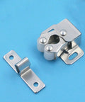 8 Piece Silver Steel Ball Latches For Cabinet Doors with low profile catch on blue background