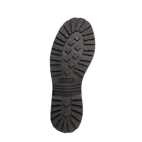 Sole view of Rugged Oilfield Welder Boots With Composite Toe, Waterproof Leather Construction, Textile Puncture Protection, Nitrile Rubber Sole