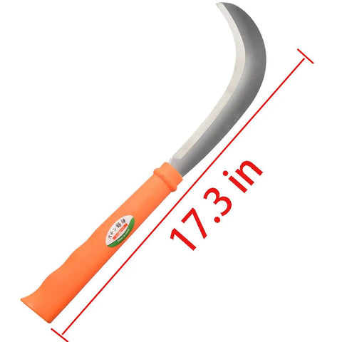 Heavy Duty Weeding Sickle and Grass Machete with Curved Carbon Steel Blade, 17.3-inch ergonomic lightweight garden tool