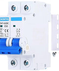 50 Amp Miniature DC Circuit Breaker 500V Two Pole Solar PV Disconnect Switch With Thermal Magnetic Trip DIN Rail Mount