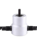 Dual Head Metal Sheet Nibbler Cutter Kit With 360 Degree Adjustable Punch, silver drill attachment shown with dual cutting heads