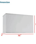 Off White Linen Rectangle Lamp Shade With Brass Spider Fitter Hardback Construction 16 Inch Wide, showing dimensions