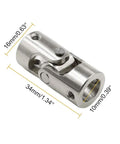 Heavy Duty 10mm Inner Bore Steering Shaft U Joint Universal Joint For RC Cars And Small Machinery, 16 x 34mm Outer Diameter And 34mm Length, 10mm Bore, Metal Coupling For Smooth Torque Transmission And Rock Solid Alignment, metal universal joint