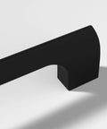 15 Pack Flat Black 10 Inch Hole Center Solid Metal Cabinet Handles For Kitchen And Bathroom Drawer Pulls Durable Stainless Steel Zinc Alloy Construction Includes One Inch And One Half Inch Screws Etna Collection close-up view of single handle.