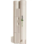 High Power 100x Microscope With Super Bright LED Illumination Includes Two AA Batteries And Compact Case Lightweight For Quick On The Go Pest Disease Or Plant Species ID In The Field. beige handheld field microscope with LED light and focus wheel