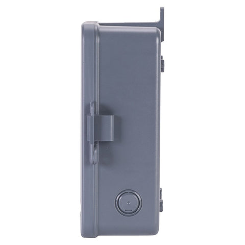 Side view of grey EWZ101 Astronomic Control Timer with Auto On Off No Fuss 7 Day 24 Hour Scheduling 20 On Off Cycles Per Day Manual