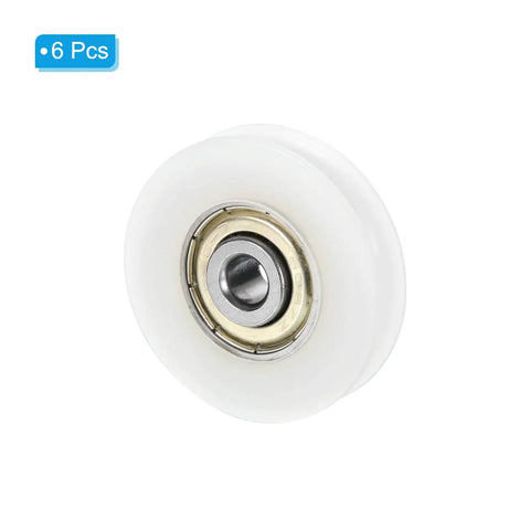 U Groove Pulley Wheel 6x38x8.5mm Set Of 6 Nylon Bearing Guide Rollers For Sliding Doors Drawers Windows Conveyor Tracks And Mechanical Hardware White Smooth Glide Easy Install Built To Last white roller with bearing, 6 pcs