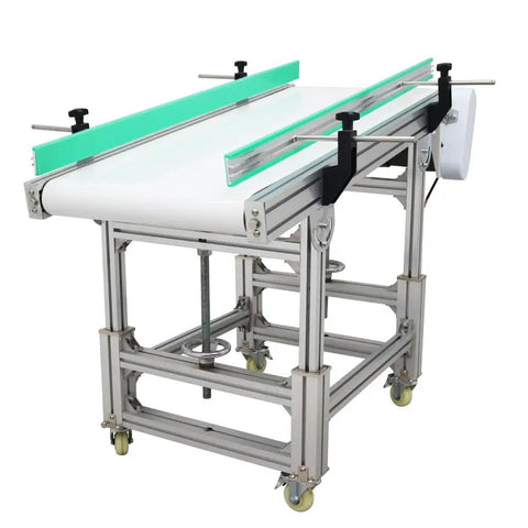 PU Inclined Wall Conveyor Belt 48 Inch Long By 20 Inch Wide Aluminum Industrial Transport Conveyor Machine 110V Heavy Duty Built