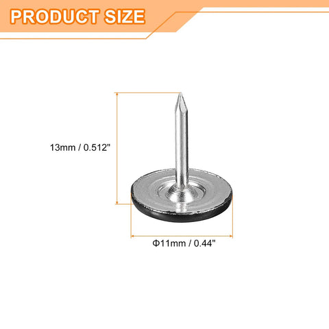 Top Shelf Decorative Upholstery Tack Nails Featuring A Sleek Black Carbon Steel Build Engineered To Give Drab Couches A Serious Glow Up Arrives As A Bulletproof 150 Piece Kit For Lazy Sunday Renovations, 11mm head, 13mm shaft, detailed size illustration.