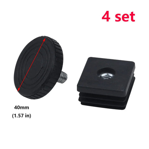 Level Out Your Workspace Essentials With These Adjustable Leveling Feet, Featuring 30X30MM Square Tube Insert Caps, Rock Solid M8 Threads Keep Everything Locked Down, Durable Plastic Metal Pair – 40mm leveling feet set.
