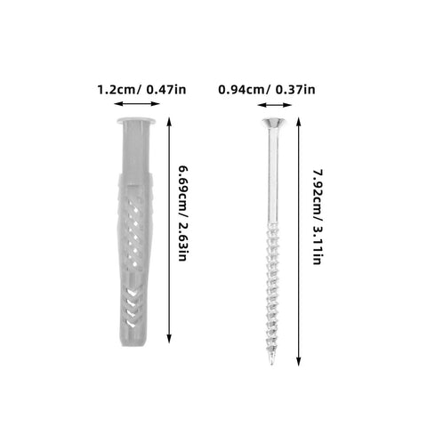 20 Piece Self Drilling Drywall Anchors And Screws Hollow Wall Kit Silver For Heavy Duty Secure Mounts And Quick No Fuss Diy Install In Wood And Concrete Walls, 6.69cm anchor and 7.92cm screw