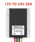 Heavy Duty Dc Step Up Voltage Regulator 12V To 24V 20 Amps 480W Waterproof module with input and output labeled.