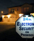 Wunder Solar Powered Spotlight Ultra Bright 3X LED Clip On Stick On Outdoor Light illuminating security sign at night