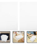White Epe Foam Wrap Pouches 200 Pack For Packing And Shipping displayed against a cardboard box for handling fragile stuff.