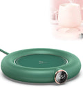 Keep Your Daily Brew Piping Hot On This Stylish Electric Coffee Mug Warmer with green design and temperature control display.