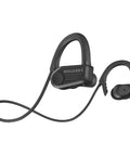 Black Shooting Ear And Hearing Protection Wireless Bluetooth Earbuds With ATACS Tech showing around-the-ear hook and neck strap