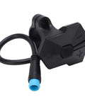 Electric Bike Display Extension Cable With Control Button For P850C, black PVC material with visible control switch and connector.