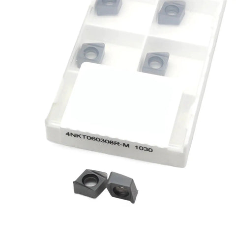 Premium 4nkt060308r-m Hard Steel Turning Inserts For Lathe Tools in white holder with two inserts visible, designed for precision machining.