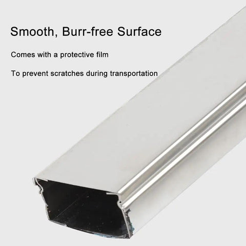 Built Tough Mini Square Cable Raceway One Meter 304 Stainless Steel Cord Cover showing smooth burr-free surface with protective film.