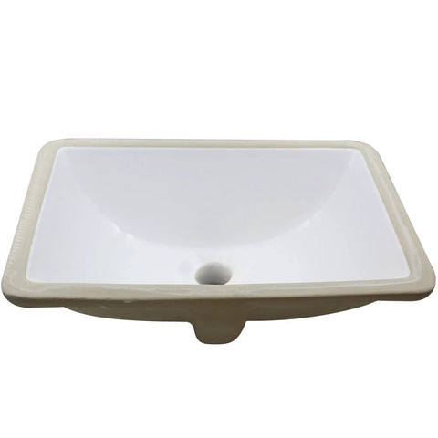 Rectangular Undermount White Porcelain Sink With Matte Black Drain Set And Overflow Pop Up Drain Sealer Included For Easy Install