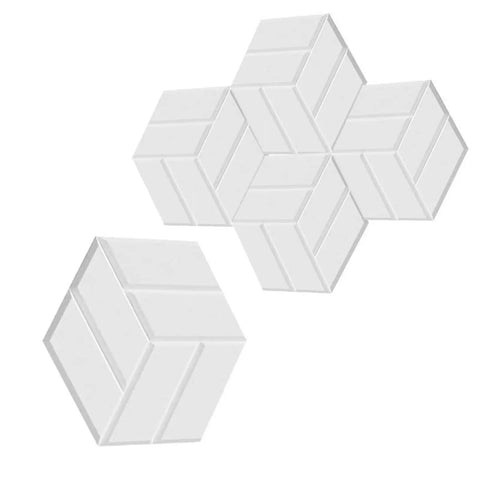 12 Pack Hexagonal Acoustic Wall Panels Sound Absorbing Polyester Foam Tiles For Home Studio Bedroom Decor Soundproofing displayed on white background.