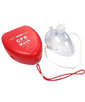 Pack of 5 Single Valve CPR Rescue Masks in Red Hard Case for Adult and Child, Pocket Resuscitator with Elastic Strap
