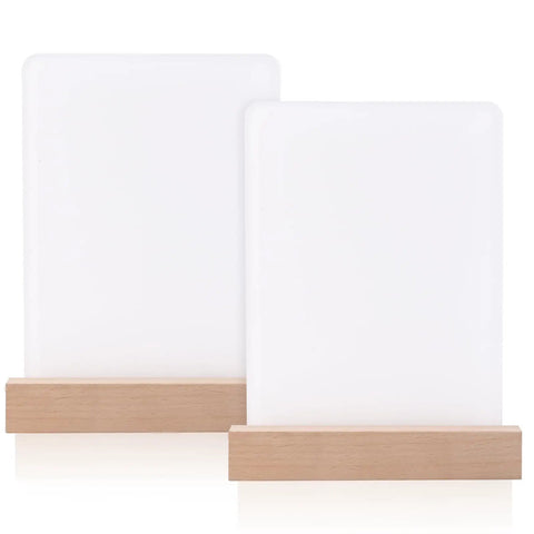 2 Pack 5x7 Sublimation LED Acrylic Photo Frames Night Lights Heart Shape With Warm Color Light And Wood Stand Blank Frames