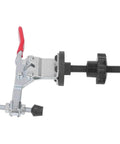 Side view of a Quick Release Woodworking Bench Clamp Set with toggle clamps, metal body, used for jigs, fixtures, and wood board fixing.