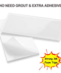 72-Piece Peel And Stick Glass Tile Set For Kitchen And Bathroom Backsplash 3X6 Subway Style Self Adhesive White Gloss Finish Includes Tile Trim Easy Install Durable Glass Tiles For Modern Renovations showing no need for grout.