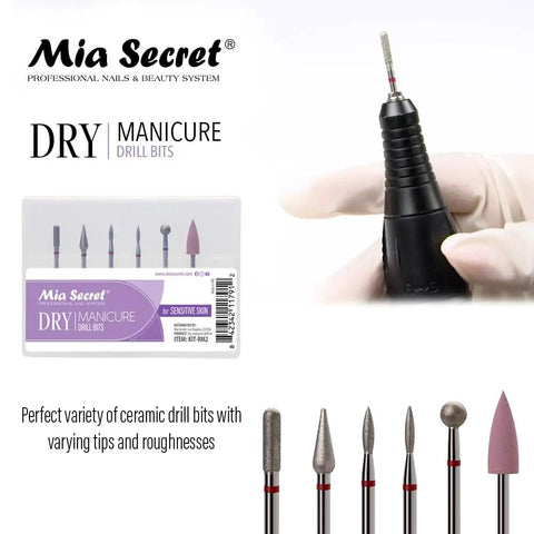Six-Piece Dry Manicure Drill Bit Set For Home And Salon Use, Gentle On Sensitive Skin, Compatible With Electronic Filing System, Made In USA