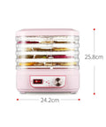 Five Layer Electric Food Dehydrator With Adjustable Shelves For Home Fruit Vegetable And Meat Jerky Drying Countertop Appliance in pink